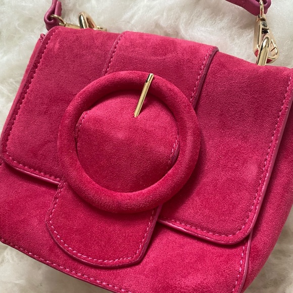Peta & Jain Hot Pink Suede Crossbody Bag - Picture 3 of 5